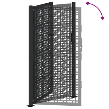 vidaXL Πύλη κήπου Μαύρη 105x180 cm Ατσάλινος σταυρός σχεδιασμού