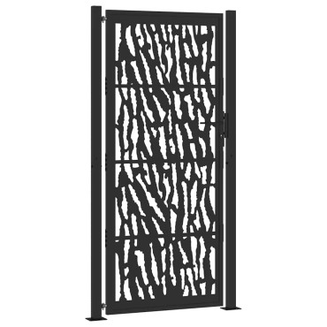 vidaXL Πύλη κήπου Μαύρη 105x205 cm Ατσάλινο σχέδιο ίχνους