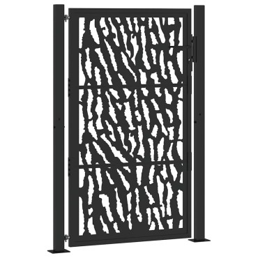 vidaXL Πύλη κήπου Μαύρη 105x155 cm Ατσάλινη σχεδίαση ίχνους
