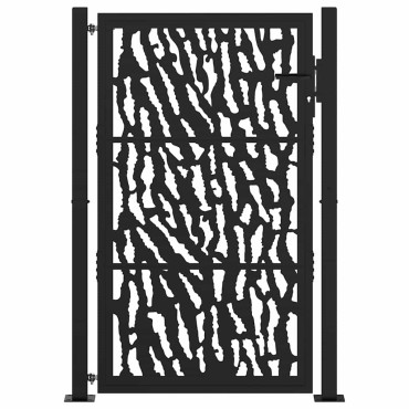 vidaXL Πύλη κήπου Μαύρη 105x155 cm Ατσάλινη σχεδίαση ίχνους