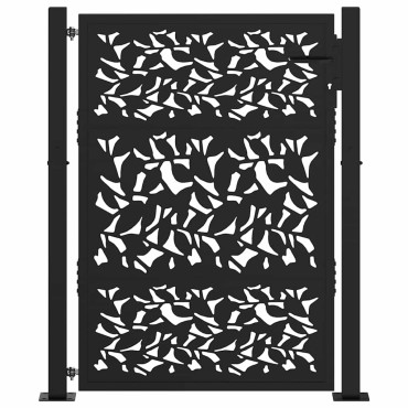 vidaXL Πύλη κήπου Μαύρη 105x130 cm Σχεδιασμός φύλλων χάλυβα