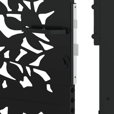 vidaXL Πύλη κήπου Μαύρη 105x130 cm Σχεδιασμός φύλλων χάλυβα