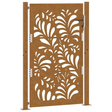 vidaXL Πύλη κήπου 105x155 cm από καιρικό χάλυβα με σχέδιο κύματος