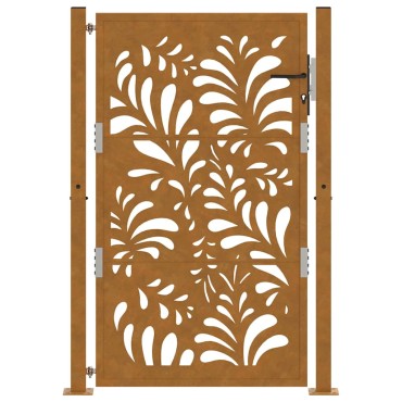 vidaXL Πύλη κήπου 105x155 cm από καιρικό χάλυβα με σχέδιο κύματος