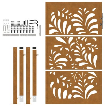 vidaXL Πύλη κήπου 105x155 cm από καιρικό χάλυβα με σχέδιο κύματος