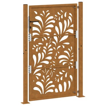 vidaXL Πύλη κήπου 105x155 cm από καιρικό χάλυβα με σχέδιο κύματος