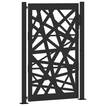 vidaXL Garden Gate Μαύρη 105x155 cm Σχέδιο Ατσάλινο Φωτιστικό
