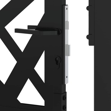 vidaXL Garden Gate Μαύρη 105x155 cm Σχέδιο Ατσάλινο Φωτιστικό
