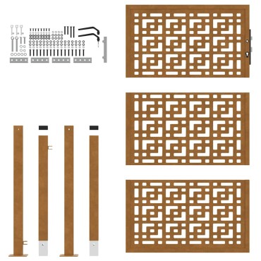 vidaXL Πύλη κήπου 105x155 cm Σταυρός σχεδιασμού από διαβρωμένο χάλυβα