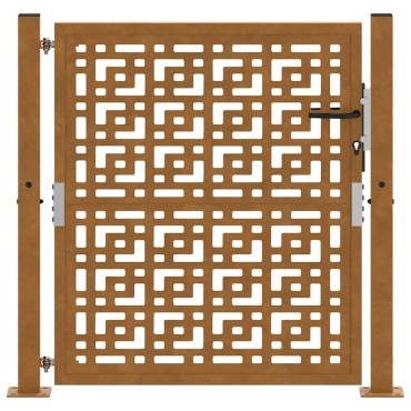 vidaXL Πύλη κήπου 105x105 cm Σταυρός σχεδιασμού από διαβρωμένο χάλυβα