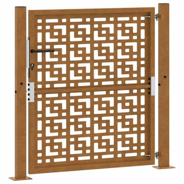 vidaXL Πύλη κήπου 105x105 cm Σταυρός σχεδιασμού από διαβρωμένο χάλυβα