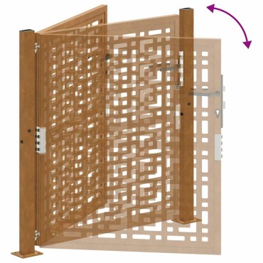 vidaXL Πύλη κήπου 105x105 cm Σταυρός σχεδιασμού από διαβρωμένο χάλυβα
