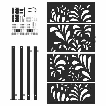 vidaXL Πύλη κήπου Μαύρη 105x180 cm Ατσάλινο σχέδιο κύματος