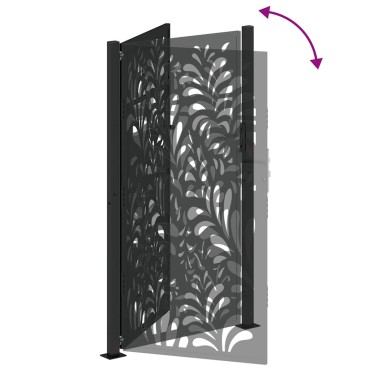 vidaXL Πύλη κήπου Μαύρη 105x180 cm Ατσάλινο σχέδιο κύματος