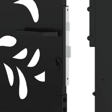 vidaXL Πύλη κήπου Μαύρη 105x180 cm Ατσάλινο σχέδιο κύματος