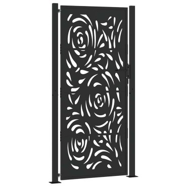 vidaXL Πύλη κήπου Μαύρη 105x205 cm Ατσάλινη φλόγα σχεδιασμού