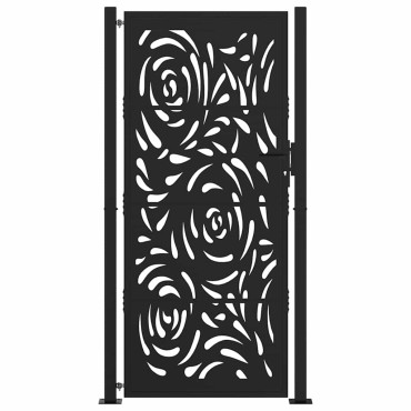 vidaXL Πύλη κήπου Μαύρη 105x205 cm Ατσάλινη φλόγα σχεδιασμού