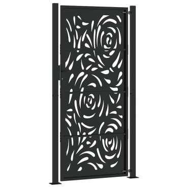 vidaXL Πύλη κήπου Μαύρη 105x205 cm Ατσάλινη φλόγα σχεδιασμού