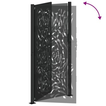 vidaXL Πύλη κήπου Μαύρη 105x205 cm Ατσάλινη φλόγα σχεδιασμού