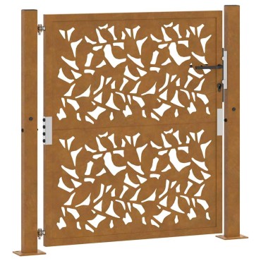 vidaXL Πύλη κήπου 105x105 cm από χάλυβα με φύλλα καιρικές συνθήκες