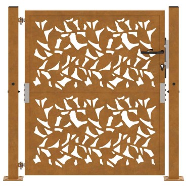 vidaXL Πύλη κήπου 105x105 cm από χάλυβα με φύλλα καιρικές συνθήκες