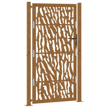 vidaXL Πύλη κήπου 105x180 cm από διαβρωμένο χάλυβα με σχέδιο ίχνος