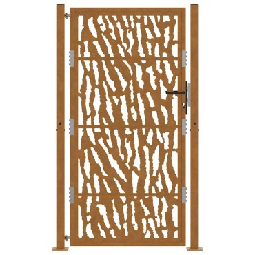 vidaXL Πύλη κήπου 105x180 cm από διαβρωμένο χάλυβα με σχέδιο ίχνος