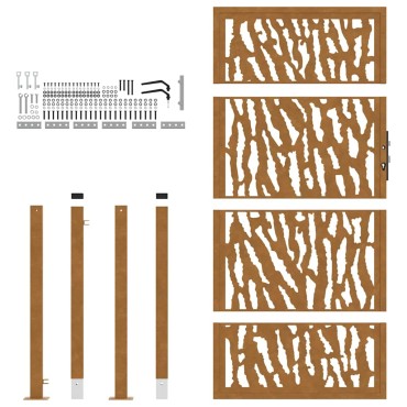 vidaXL Πύλη κήπου 105x180 cm από διαβρωμένο χάλυβα με σχέδιο ίχνος