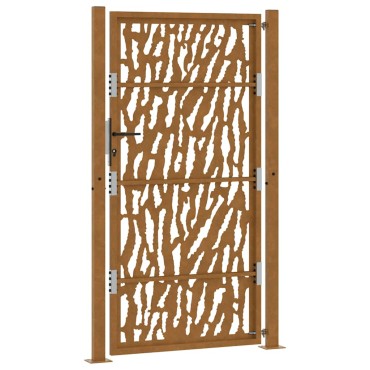 vidaXL Πύλη κήπου 105x180 cm από διαβρωμένο χάλυβα με σχέδιο ίχνος