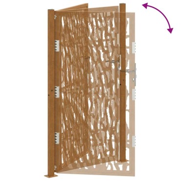 vidaXL Πύλη κήπου 105x180 cm από διαβρωμένο χάλυβα με σχέδιο ίχνος
