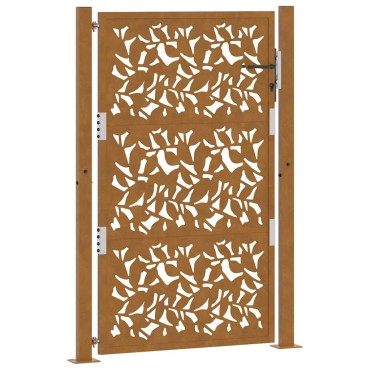 vidaXL Πύλη κήπου 105x155 cm από χάλυβα με φύλλα καιρικές συνθήκες
