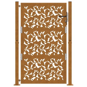 vidaXL Πύλη κήπου 105x155 cm από χάλυβα με φύλλα καιρικές συνθήκες