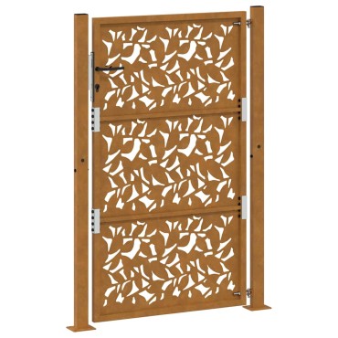 vidaXL Πύλη κήπου 105x155 cm από χάλυβα με φύλλα καιρικές συνθήκες