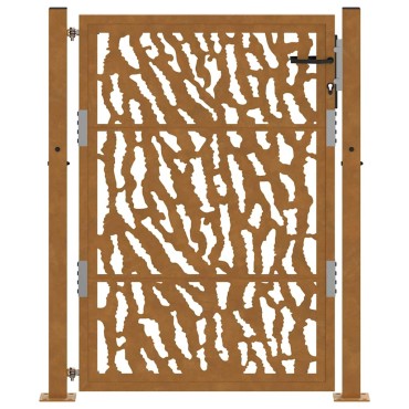 vidaXL Πύλη κήπου 105x130 cm από διαβρωμένο χάλυβα με σχεδιασμό ίχνους