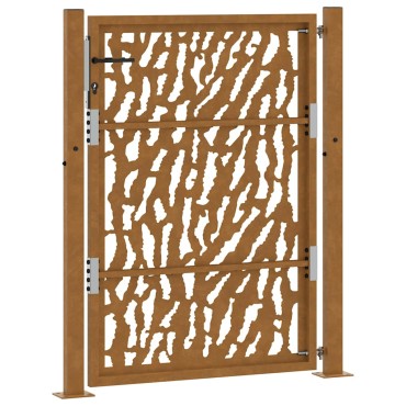 vidaXL Πύλη κήπου 105x130 cm από διαβρωμένο χάλυβα με σχεδιασμό ίχνους