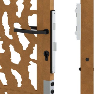 vidaXL Πύλη κήπου 105x130 cm από διαβρωμένο χάλυβα με σχεδιασμό ίχνους