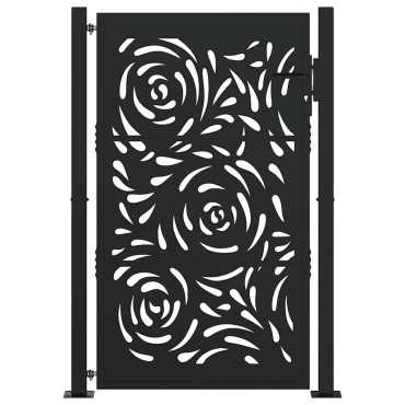 vidaXL Πύλη κήπου Μαύρη 105x155 cm Ατσάλινη φλόγα σχεδιασμού