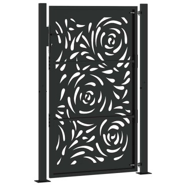 vidaXL Πύλη κήπου Μαύρη 105x155 cm Ατσάλινη φλόγα σχεδιασμού