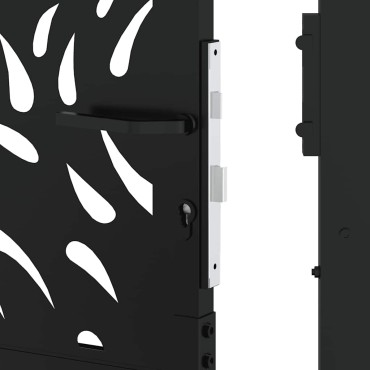 vidaXL Πύλη κήπου Μαύρη 105x155 cm Ατσάλινη φλόγα σχεδιασμού