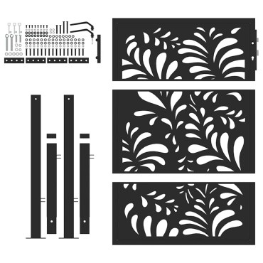 vidaXL Πύλη κήπου Μαύρη 105x130 cm Ατσάλινο σχέδιο κύματος