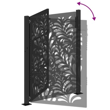 vidaXL Πύλη κήπου Μαύρη 105x130 cm Ατσάλινο σχέδιο κύματος
