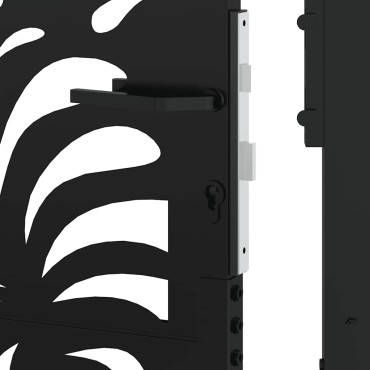 vidaXL Πύλη κήπου Μαύρη 105x130 cm Ατσάλινο σχέδιο κύματος