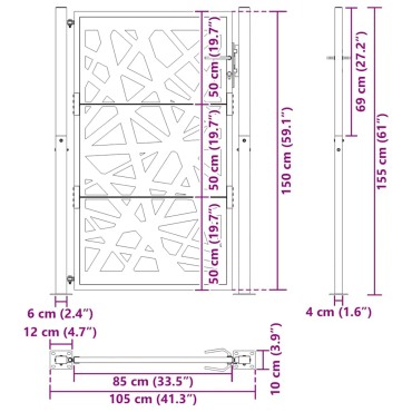 vidaXL Πύλη κήπου 105x155 cm από καιρικό χάλυβα Light Design