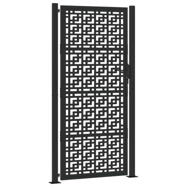vidaXL Πύλη κήπου Μαύρη 105x205 cm Ατσάλινος Σταυρός Σχεδιασμός