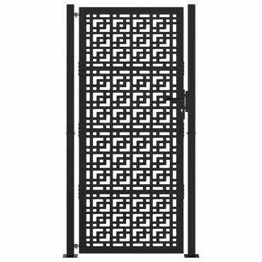vidaXL Πύλη κήπου Μαύρη 105x205 cm Ατσάλινος Σταυρός Σχεδιασμός