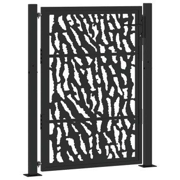vidaXL Πύλη κήπου Μαύρη 105x130 cm Ατσάλινη σχεδίαση ίχνους