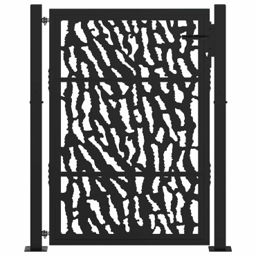 vidaXL Πύλη κήπου Μαύρη 105x130 cm Ατσάλινη σχεδίαση ίχνους
