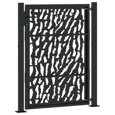 vidaXL Πύλη κήπου Μαύρη 105x130 cm Ατσάλινη σχεδίαση ίχνους