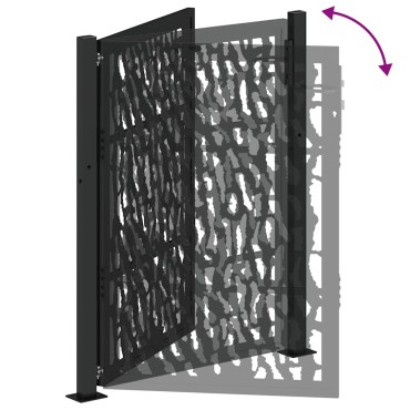 vidaXL Πύλη κήπου Μαύρη 105x130 cm Ατσάλινη σχεδίαση ίχνους