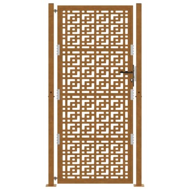 vidaXL Πύλη κήπου 105x205 cm Σταυρός σχεδιασμού από διαβρωμένο χάλυβα